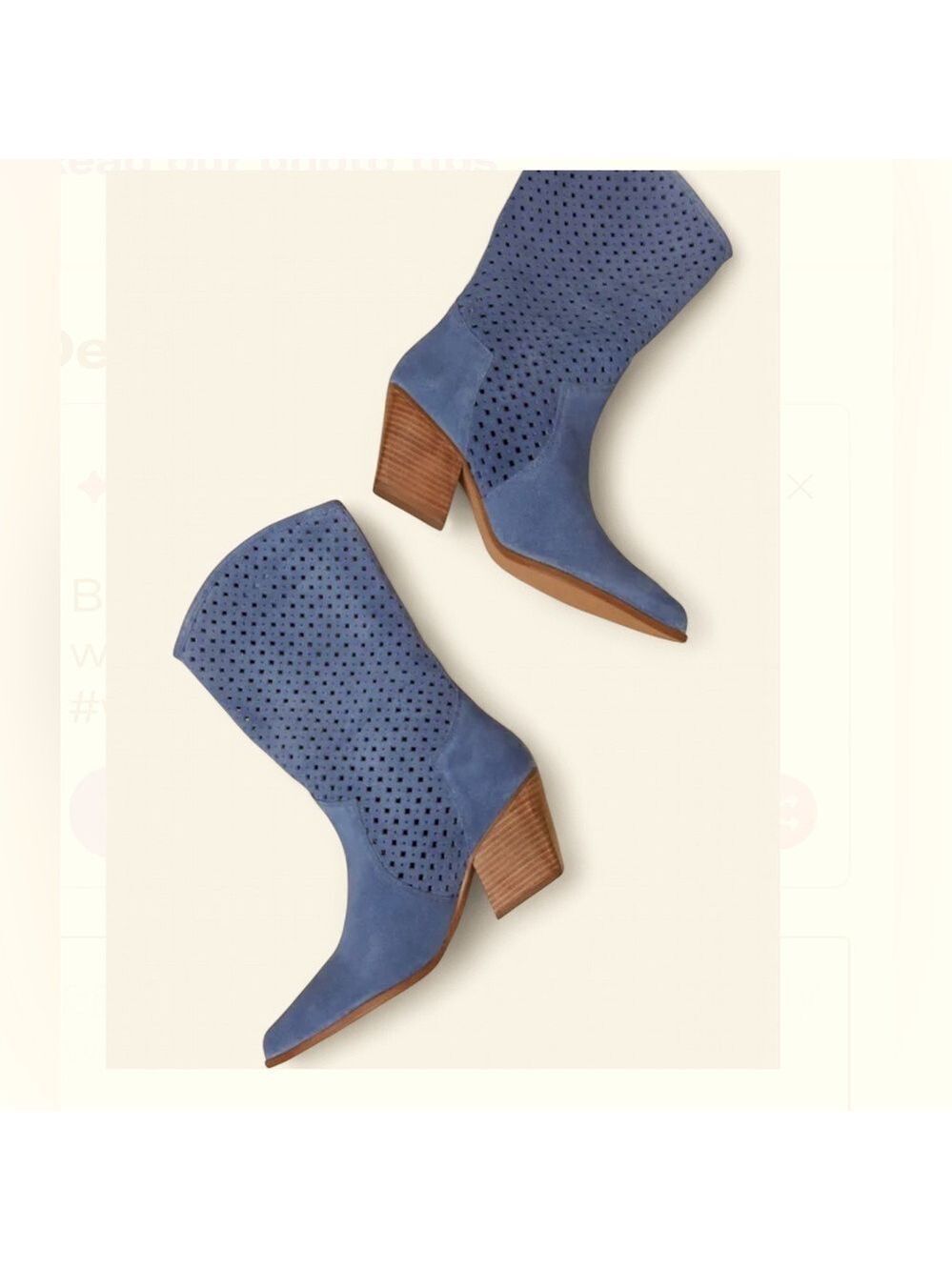 Seychelles Diva Blue Suede Perforated Mid-Calf Boots Size 7.5 NWT - Picture 6 of 11